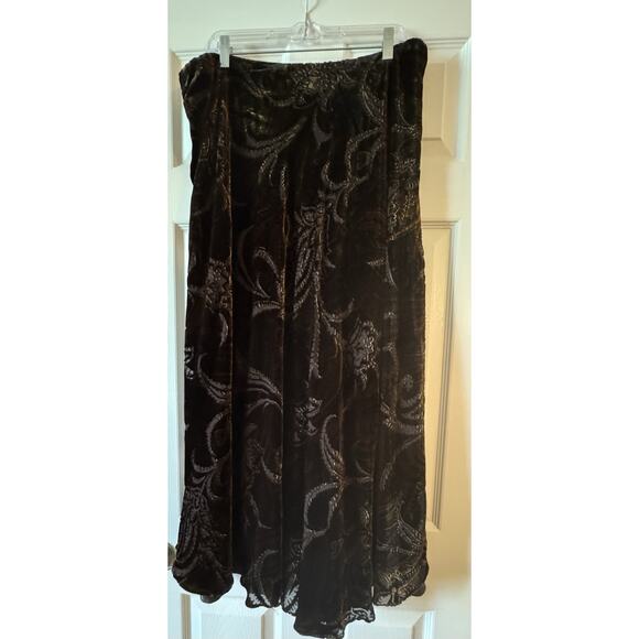 Lauren Ralph Lauren Skirt Womens Velvet Paisley Ruffle Silk Lined Boho 2X - Picture 3 of 8